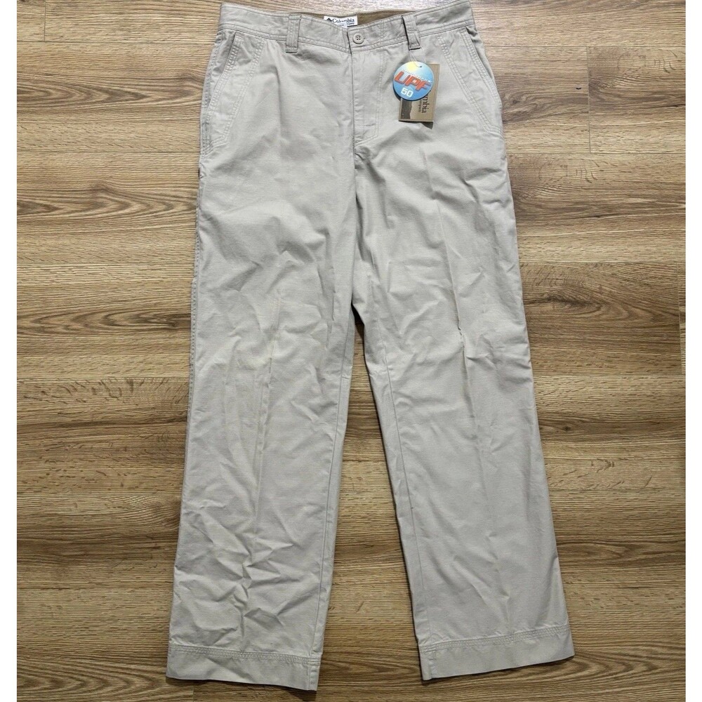 Columbia Khaki Pants Mens Sz 34x34 Cotton Straight Leg UPF 50 Outdoor NWT READ